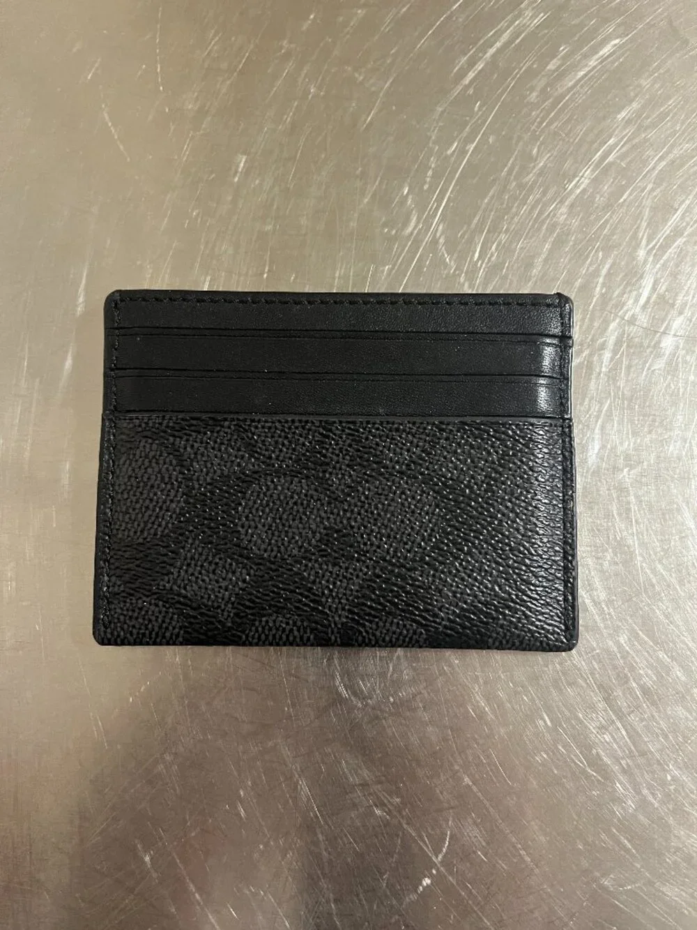 COACH Black Pebbled Leather Men's Money Clip Card Case Holder